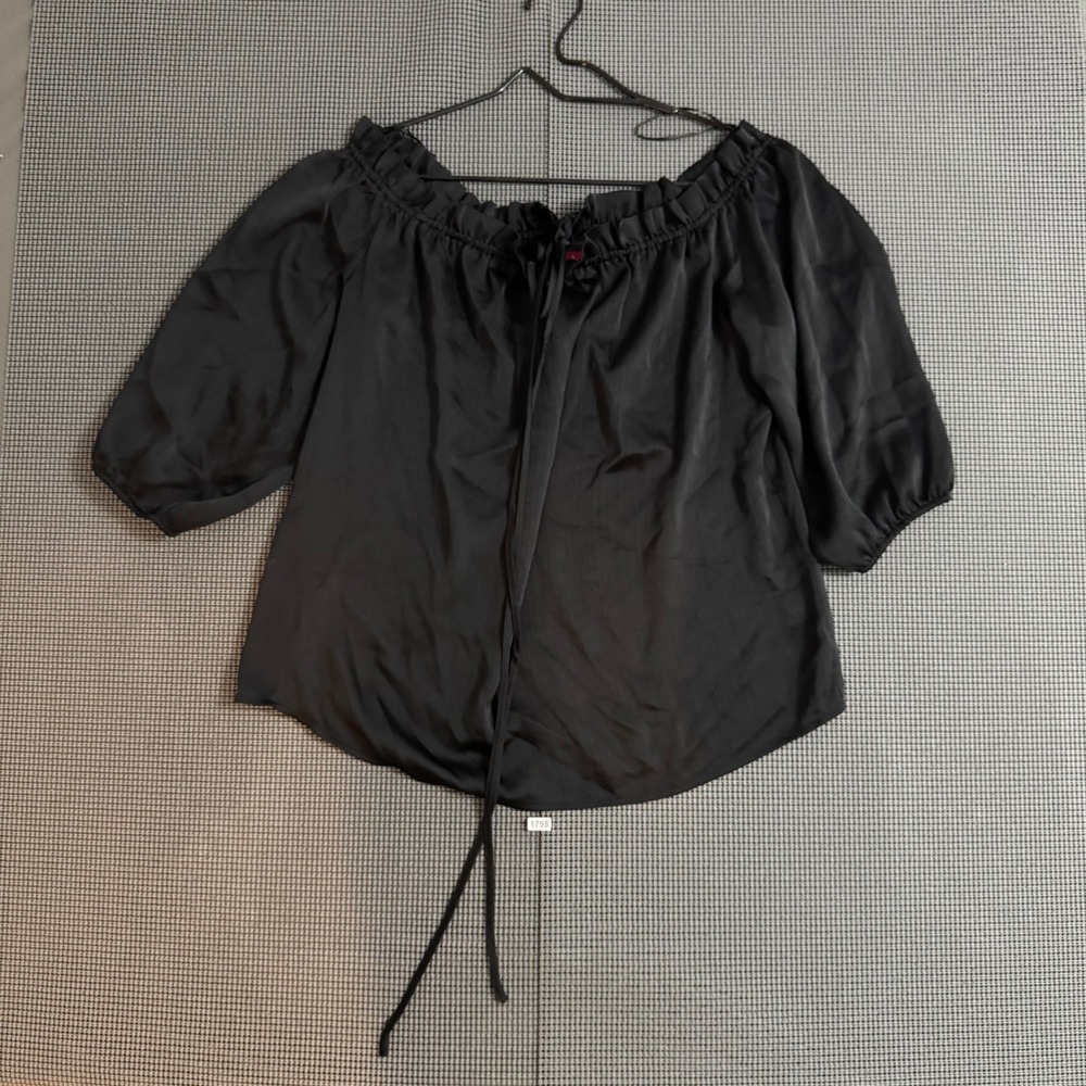 Vince Camuto Black Off The Shoulder Ruffle Tie Blouse 3/4 Sleeve Small